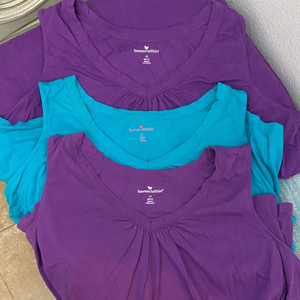 Bundle (4) “Woman Within” Tank Tops in Purple, Red and Teal 3X